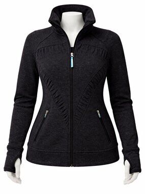 Ivivva Girl by Lululemon 🍋Cuddle me jacket zipper black silver sparkles size 10